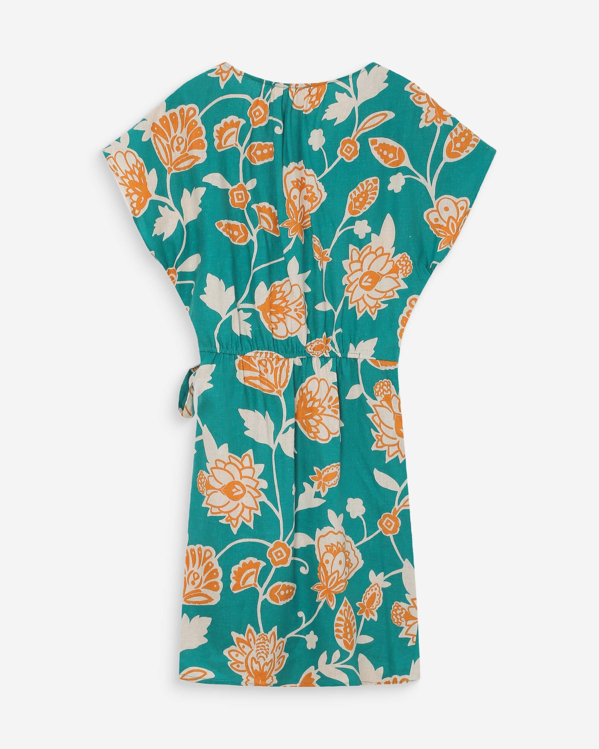 Robe courte à fleurs vert Velora