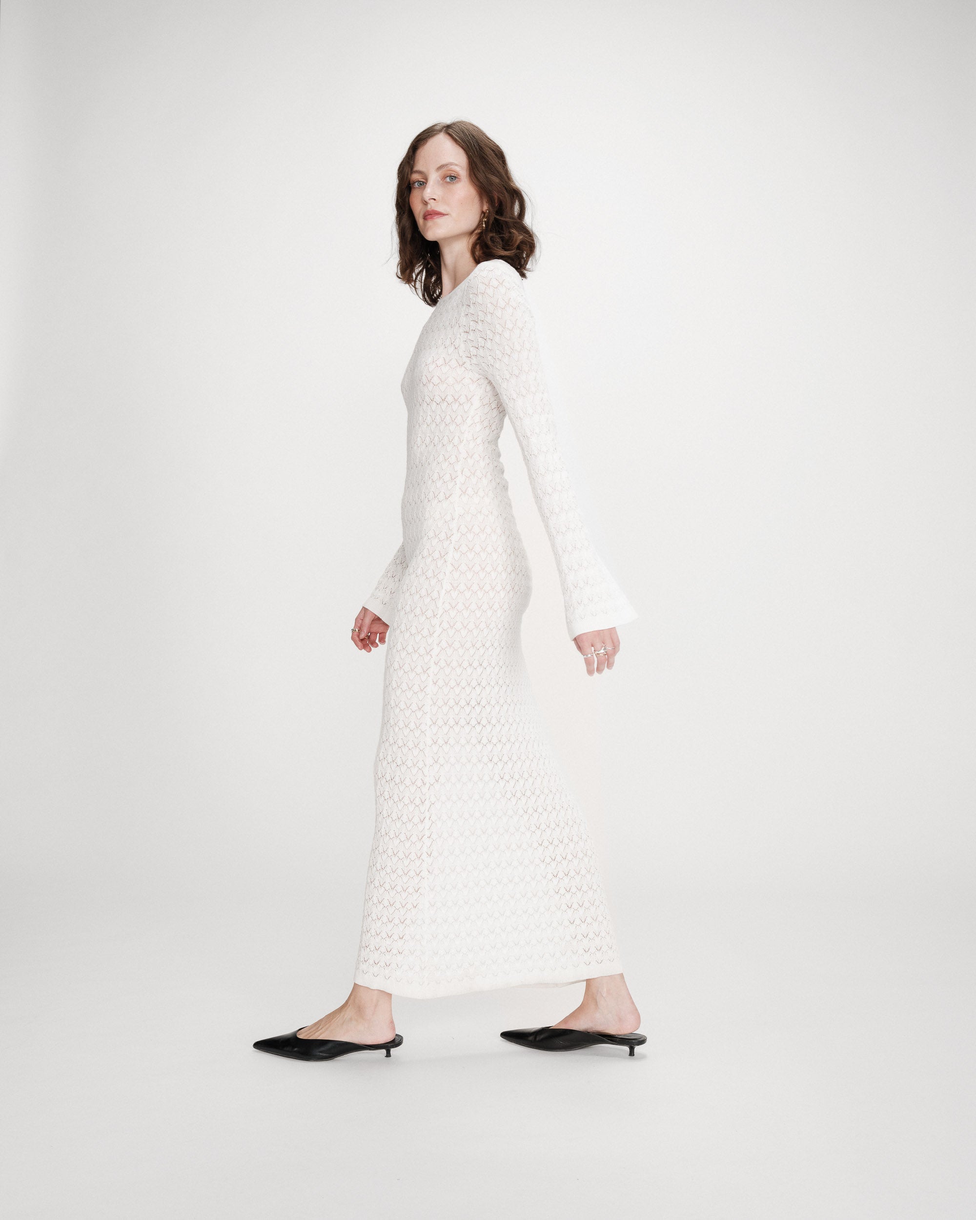 Robe longue en maille ecru Verdad