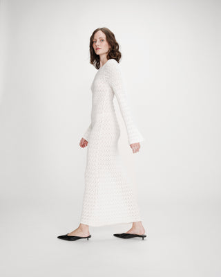 Robe longue en maille ecru Verdad