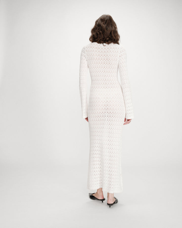 Robe longue en maille ecru Verdad