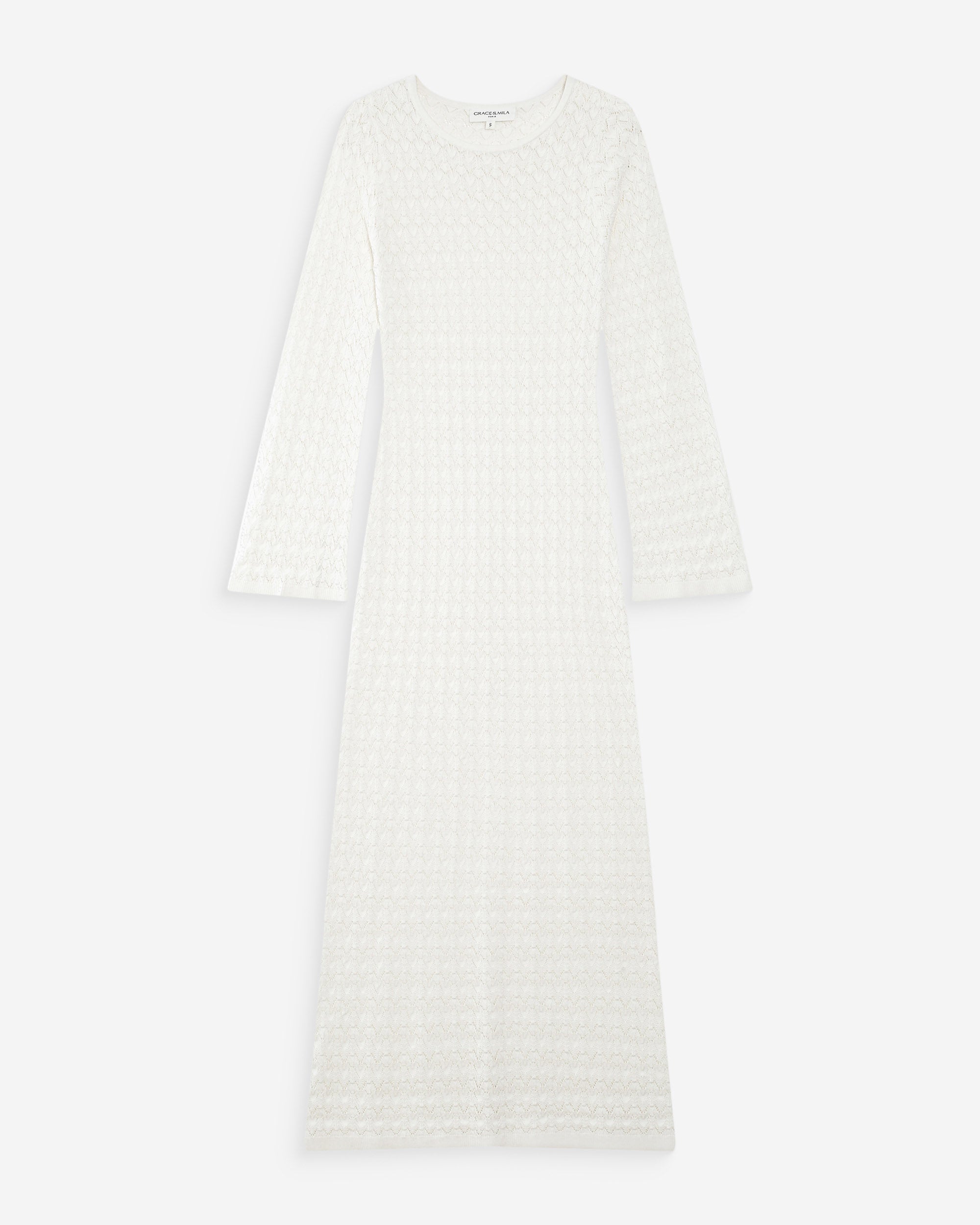 Robe longue en maille ecru Verdad