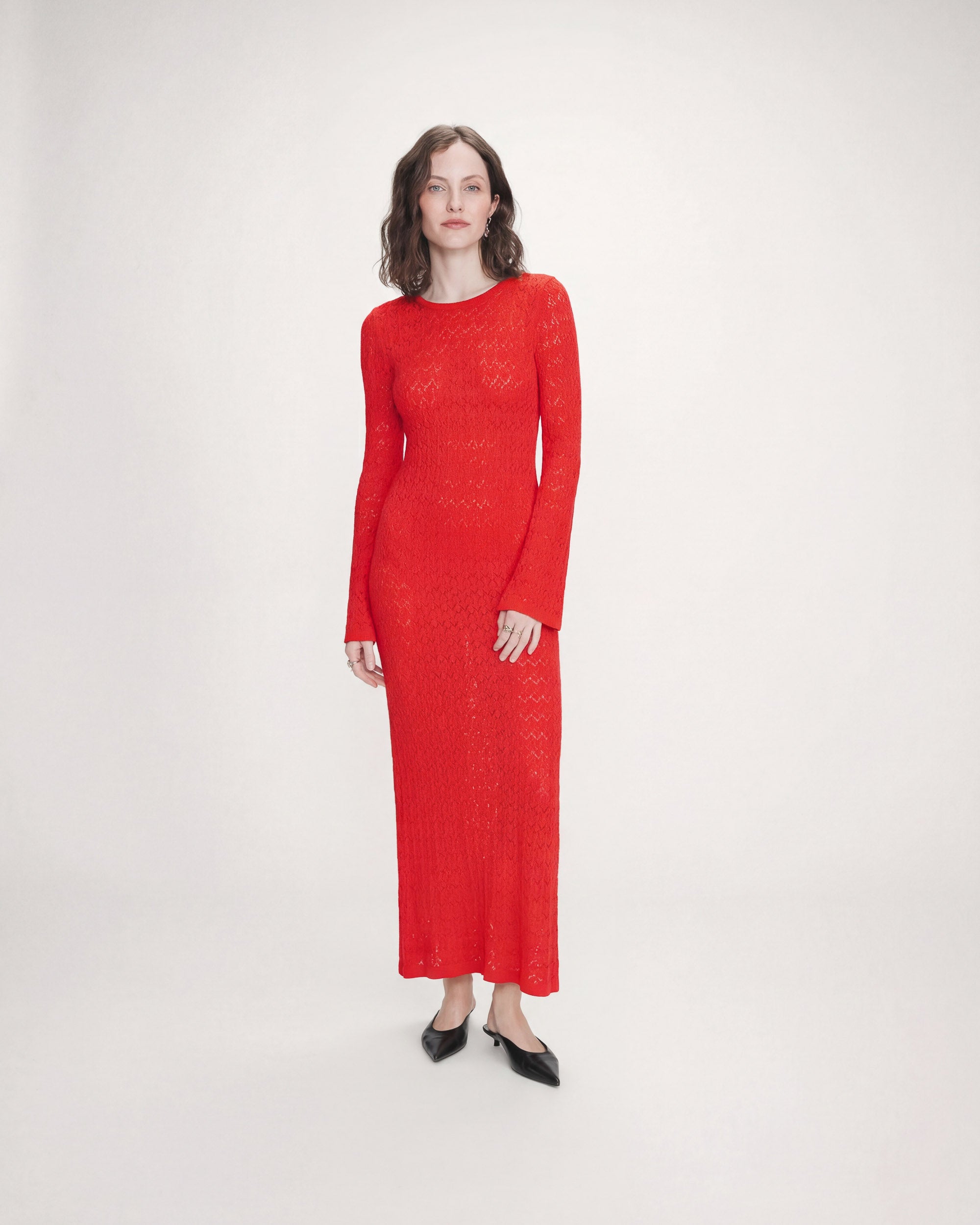 Robe longue en maille sanguine Verdad