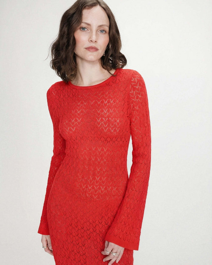 Robe longue en maille sanguine Verdad