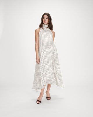 Robe longue à pois ivoire Valoria