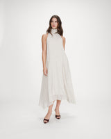 Vestido largo fluido de lunares ivoire Valoria