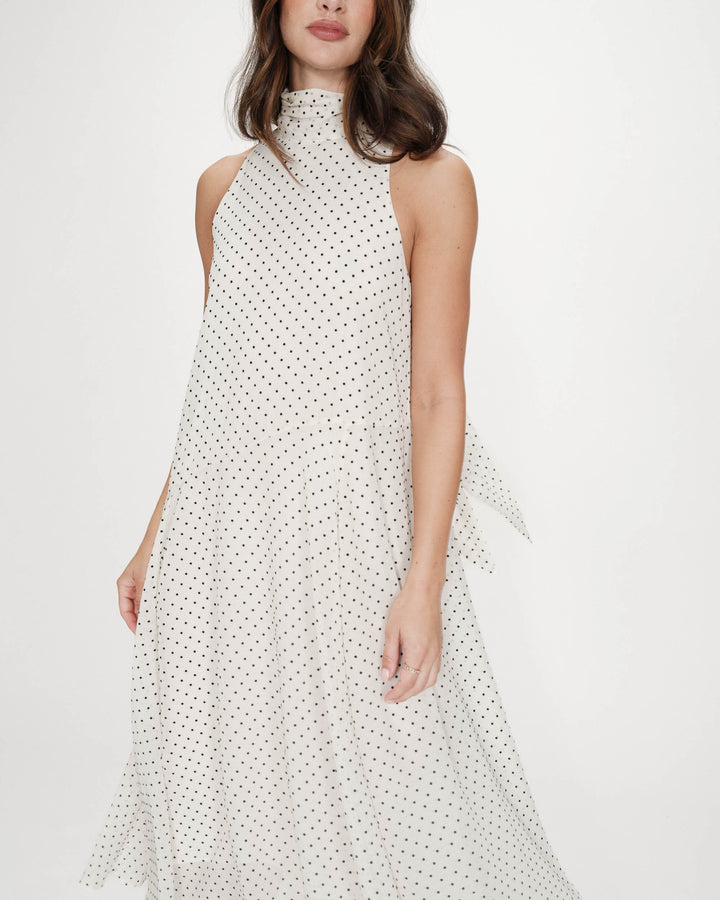 Vestido largo fluido de lunares ivoire Valoria