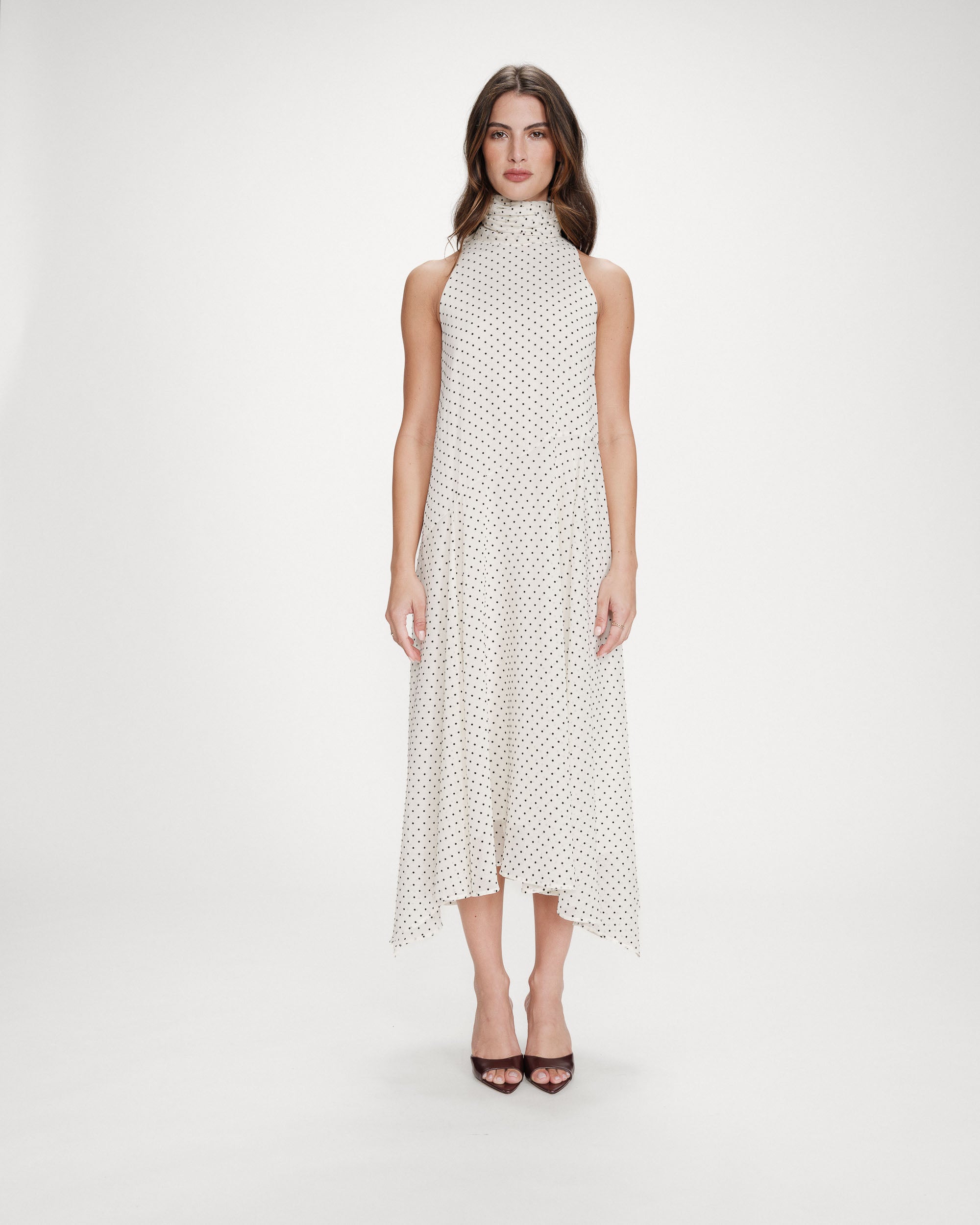 Long fluid velvet polka-dot dress Grace & Mila Long fluid velvet polka-dot dress Grace & Mila