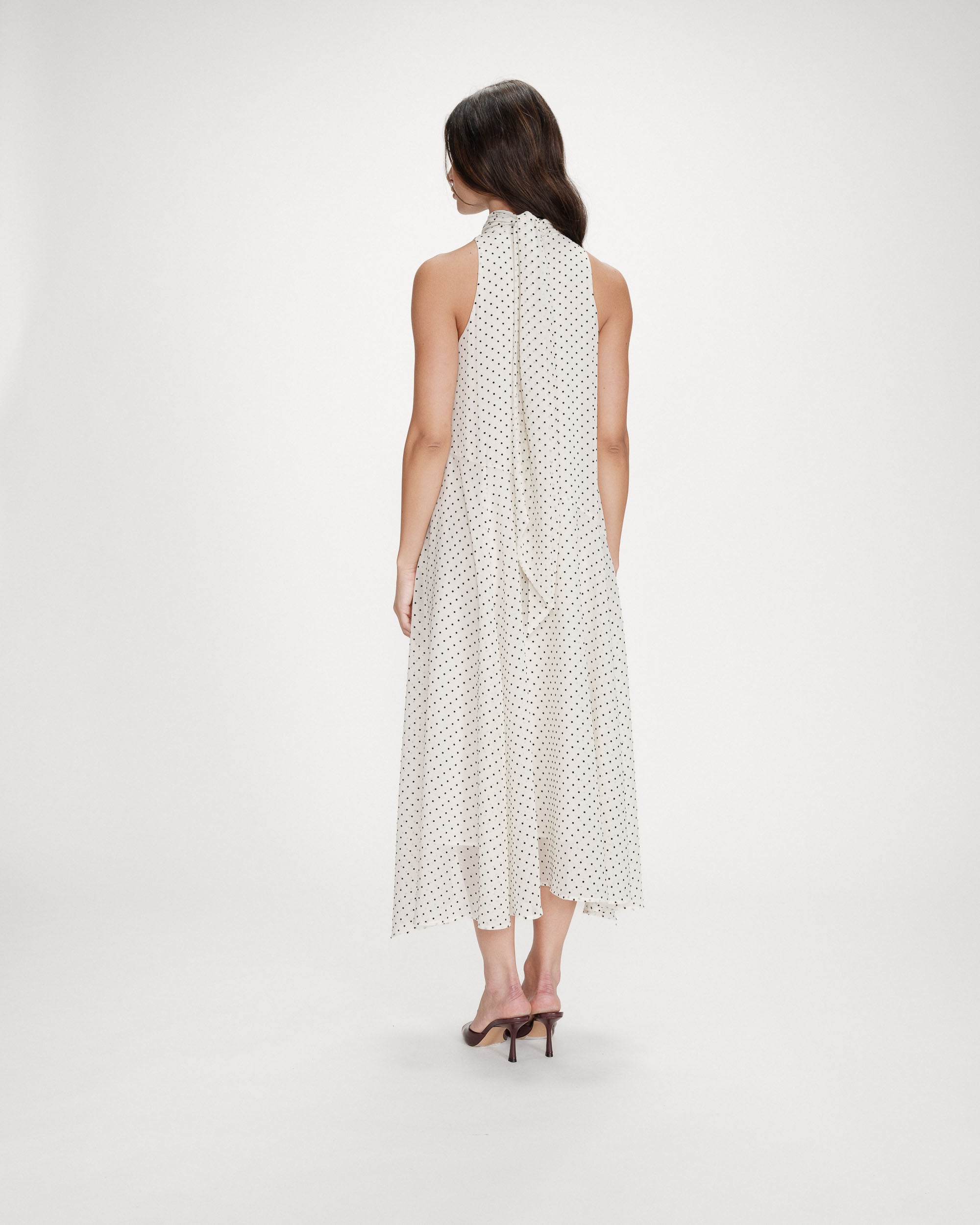 Robe longue à pois ivoire Valoria