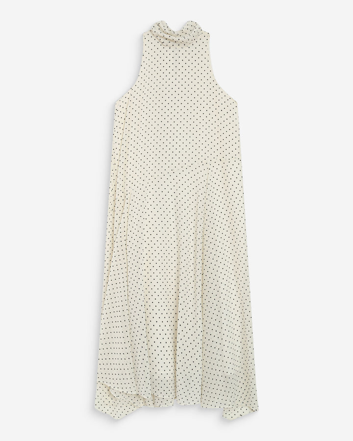 Vestido largo fluido de lunares ivoire Valoria