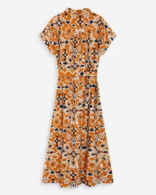 Robe longue imprimée cognac Virginia