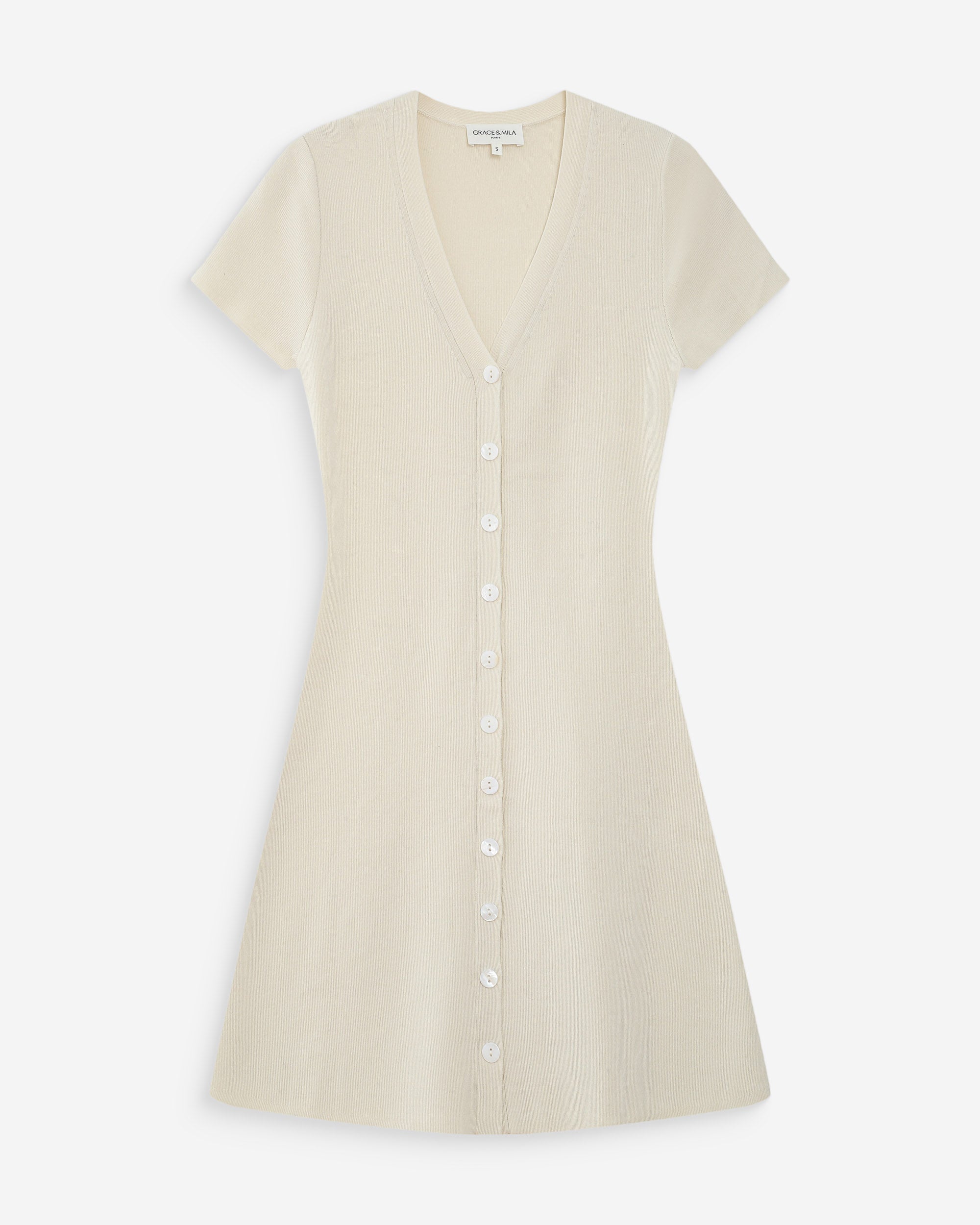 Robe courte en maille ecru Venezuela