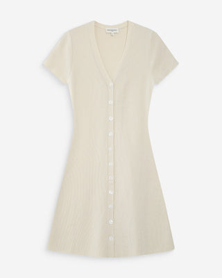 Robe courte en maille ecru Venezuela