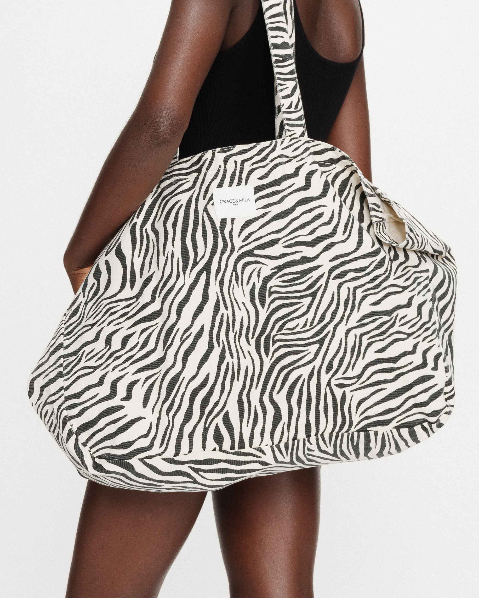 Tote bag en denim zebre Voyage