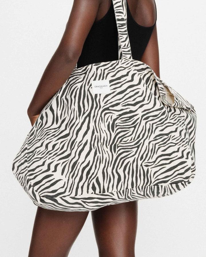 Tote bag en denim zebre Voyage