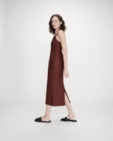 Robe longue en lin chocolat Veranys