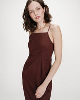Robe longue en lin chocolat Veranys