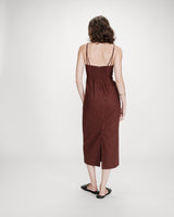Robe longue en lin chocolat Veranys