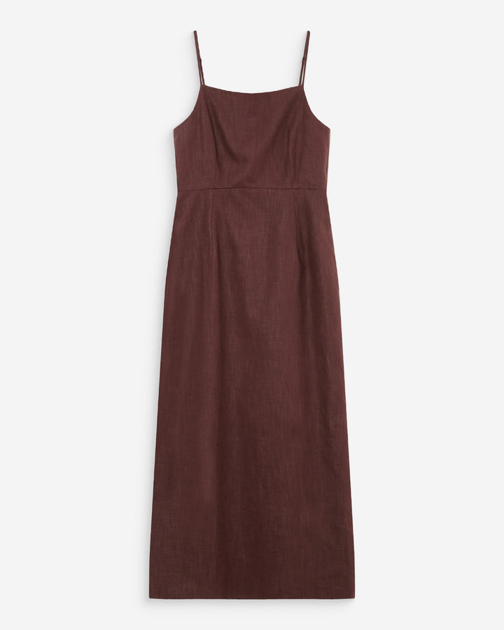 Robe longue en lin chocolat Veranys