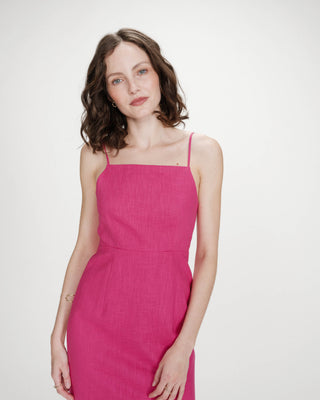 Robe longue en lin fuchsia Veranys