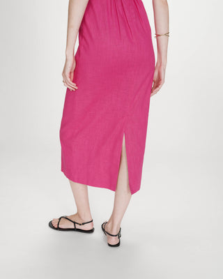 Robe longue en lin fuchsia Veranys