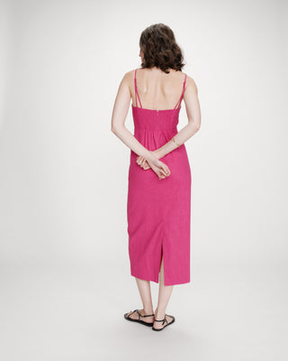 Robe longue en lin fuchsia Veranys