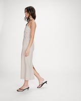 Vestido largo de lino ajustado sable Veranys