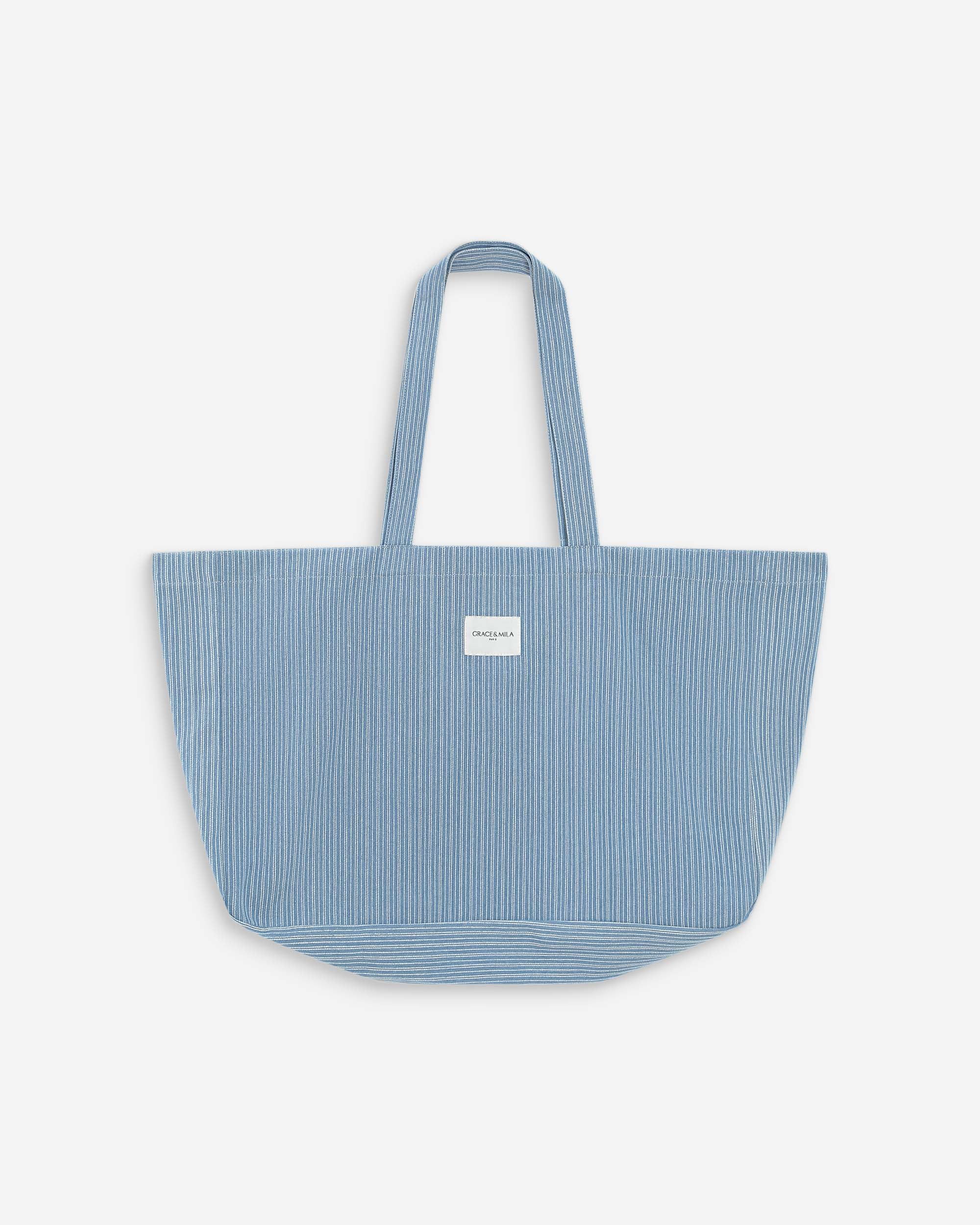Tote bag en denim stripedblue Vacation