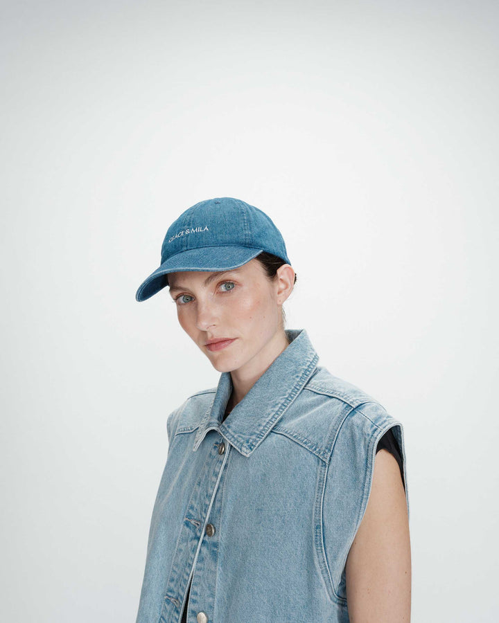 Casquette en coton mediumblue Slimane