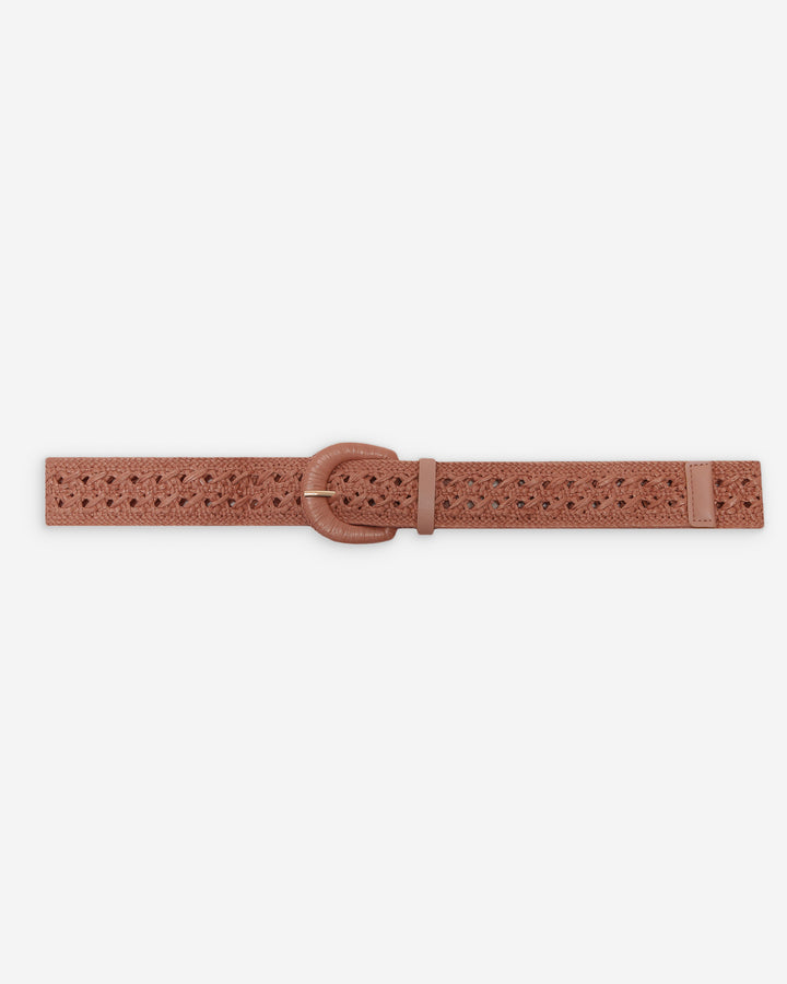 Woven raffia-effect belt with matching buckle blush Vallois