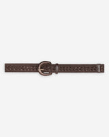 Woven raffia-effect belt with matching buckle chocolat Vallois
