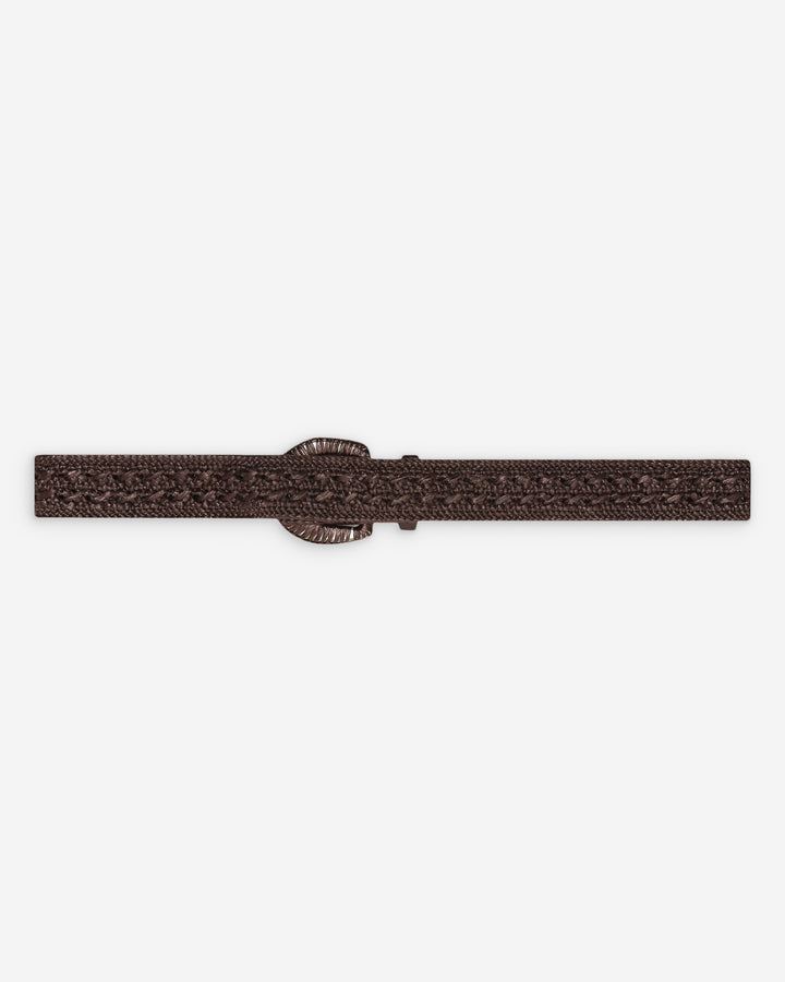 Woven raffia-effect belt with matching buckle chocolat Vallois