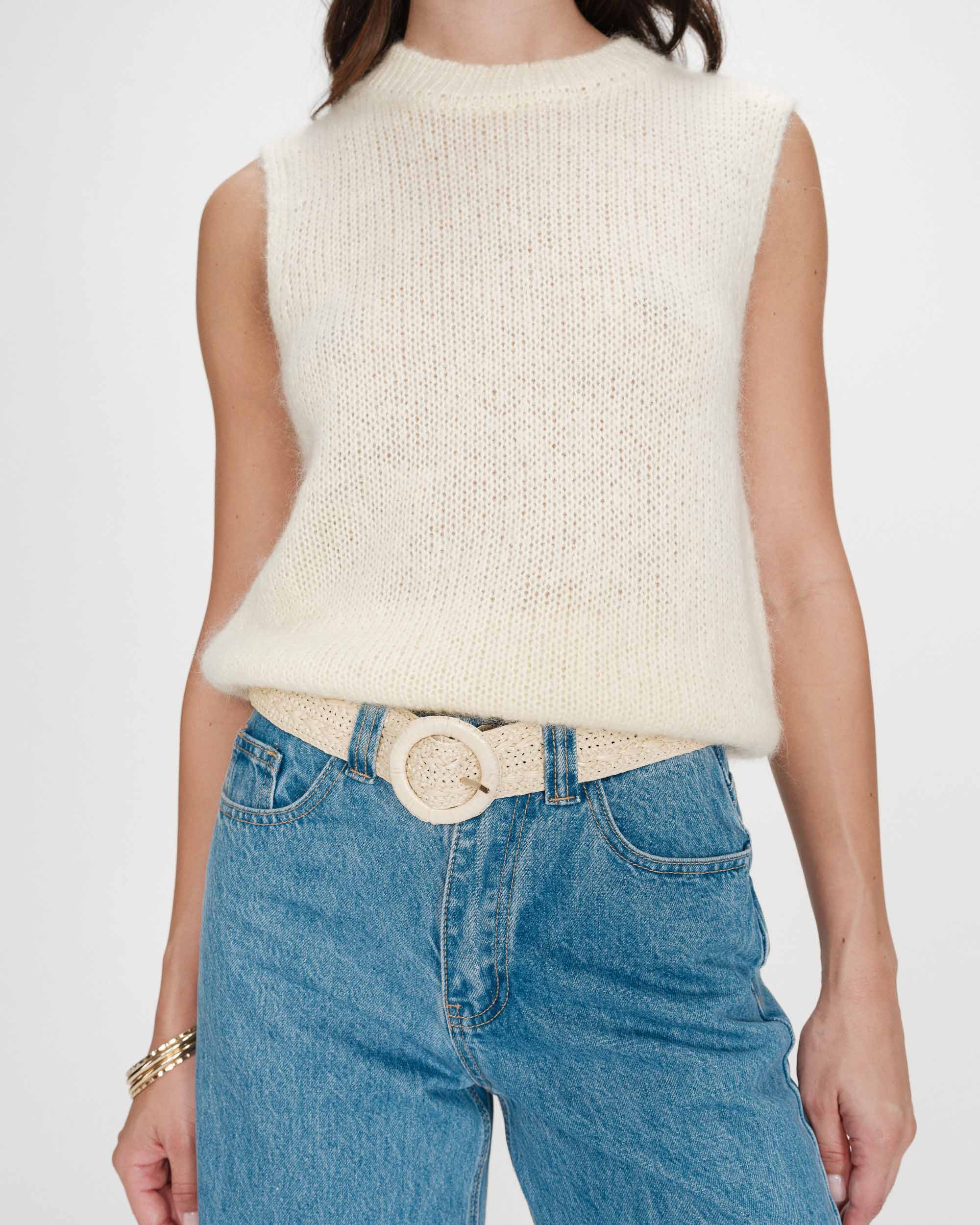 Ceinture tissée ecru Vallois