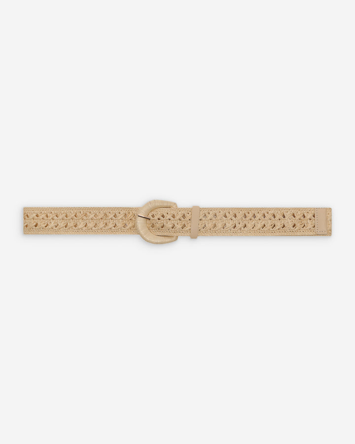 Woven raffia-effect belt with matching buckle ecru Vallois