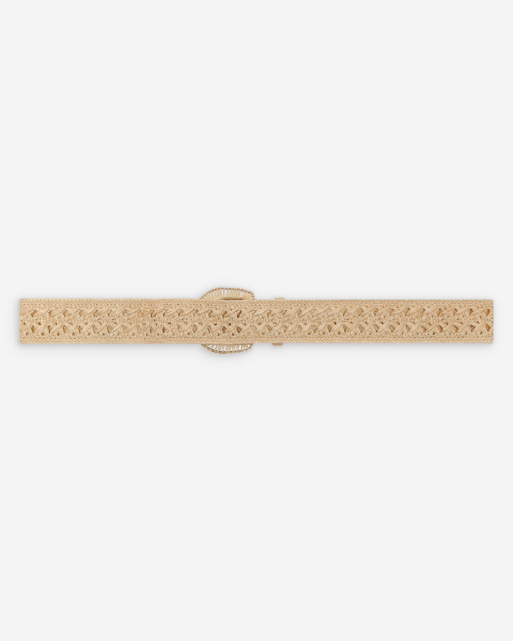 Woven raffia-effect belt with matching buckle ecru Vallois