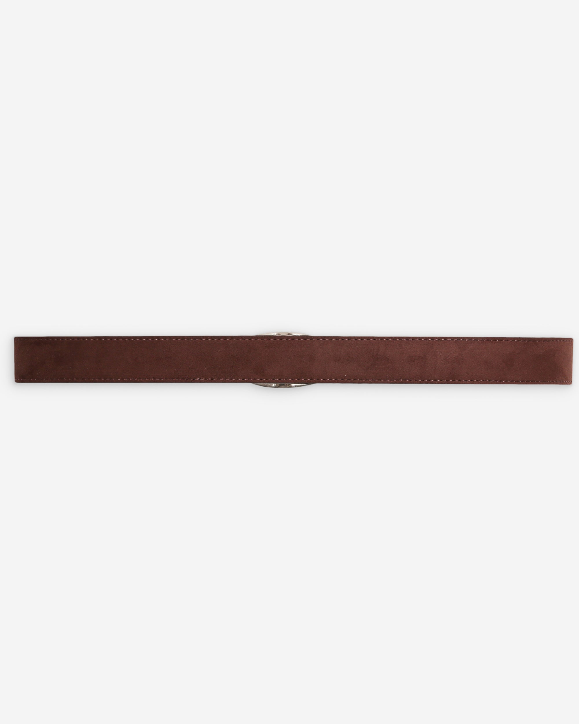Suede belt with silver-tone metal buckle chocolat Vikander