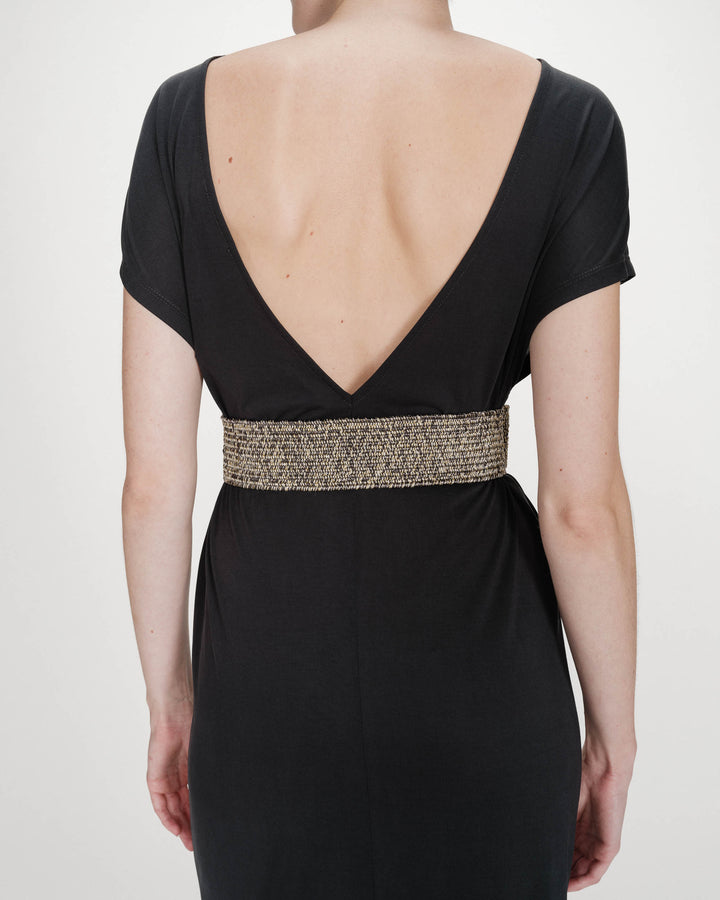 Woven belt with square gold buckle chocolat Popcorn