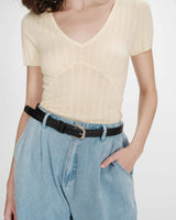 Ceinture en cuir noir Villette