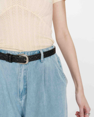 Ceinture en cuir noir Villette