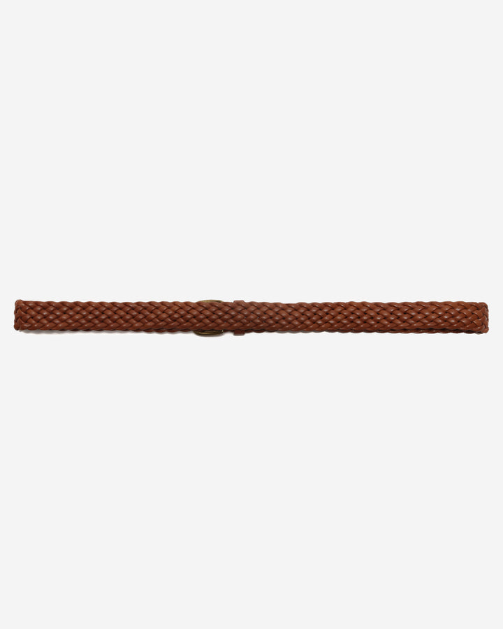 Ceinture en cuir tressée boucle dorée cognac Viona
