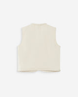 Chaqueta corta recta de denim sin mangas ecru Verona