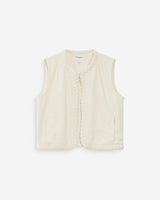 Chaqueta corta recta de denim sin mangas ecru Verona