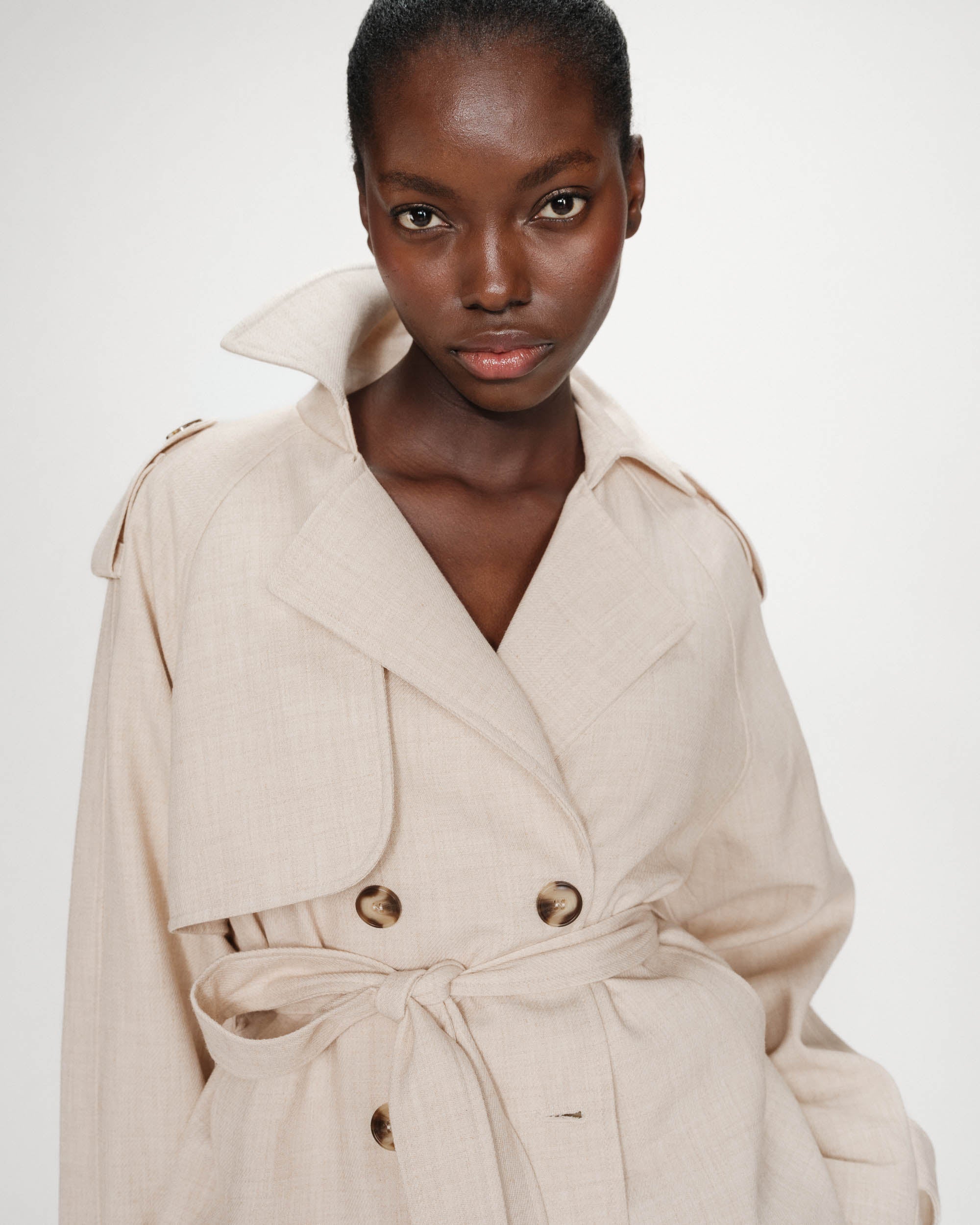 Short Double-Breasted Trench Coat – Grace & Mila