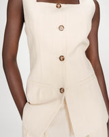 Gilet rayé en lin vanille Vic