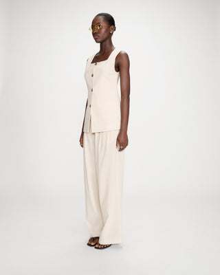 Gilet rayé en lin vanille Vic