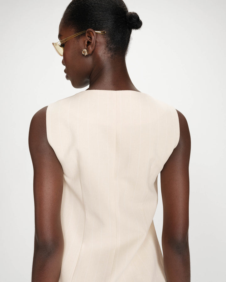 Gilet rayé en lin vanille Vic