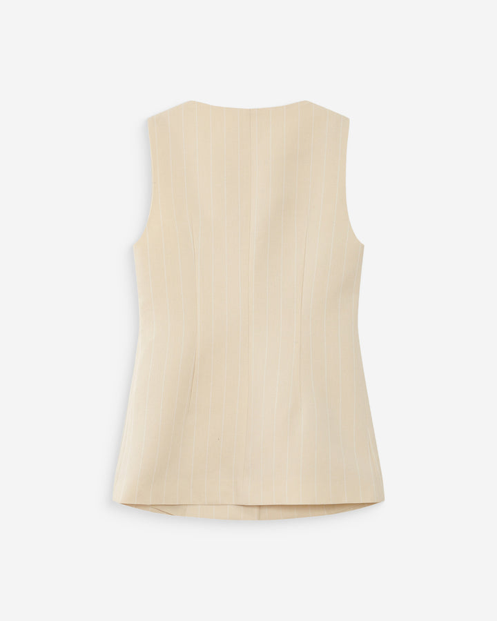 Gilet rayé en lin vanille Vic
