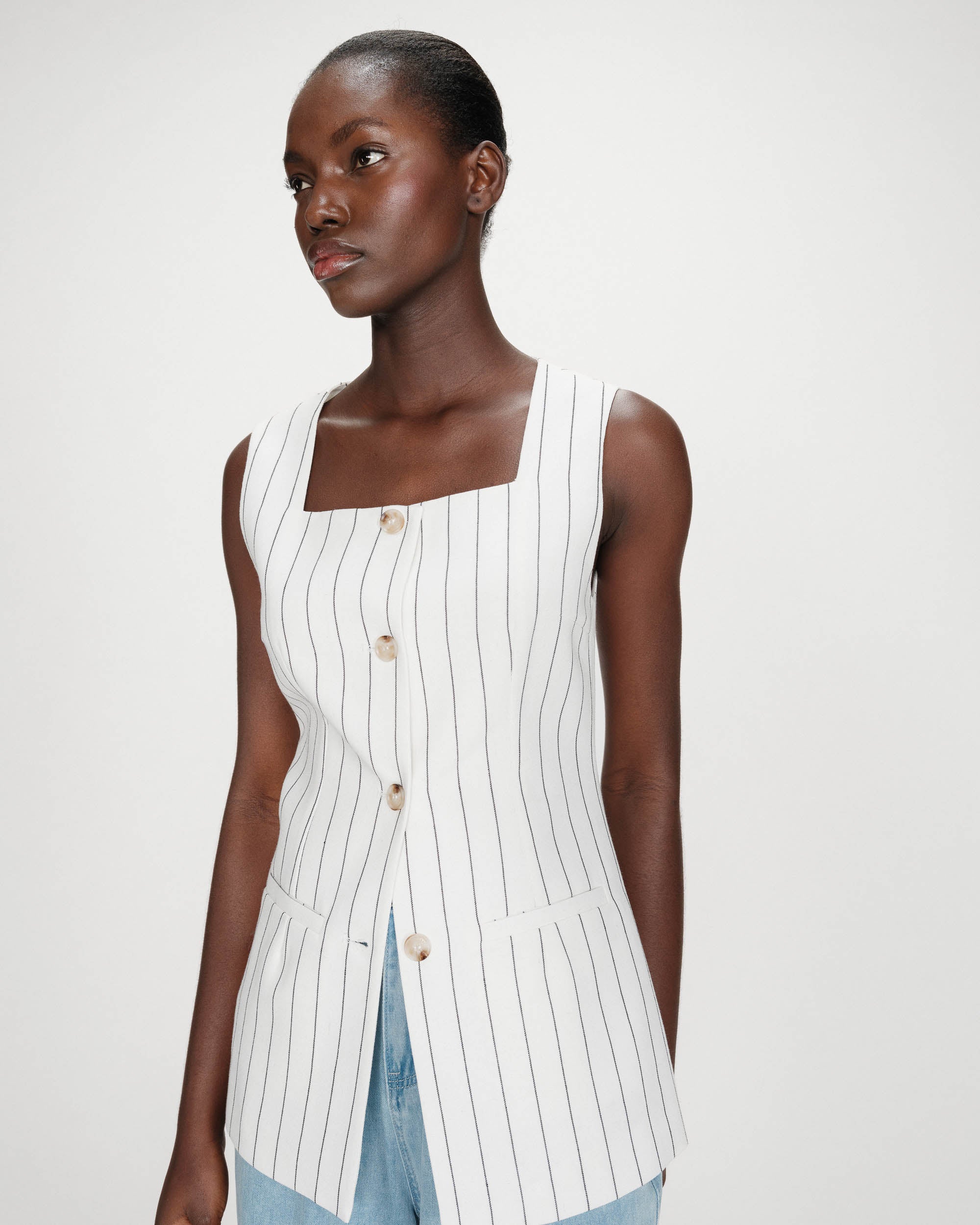 Gilet en lin white Vic