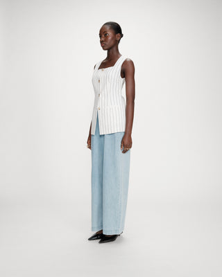 Gilet rayé en lin white Vic