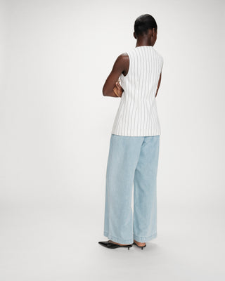 Gilet rayé en lin white Vic