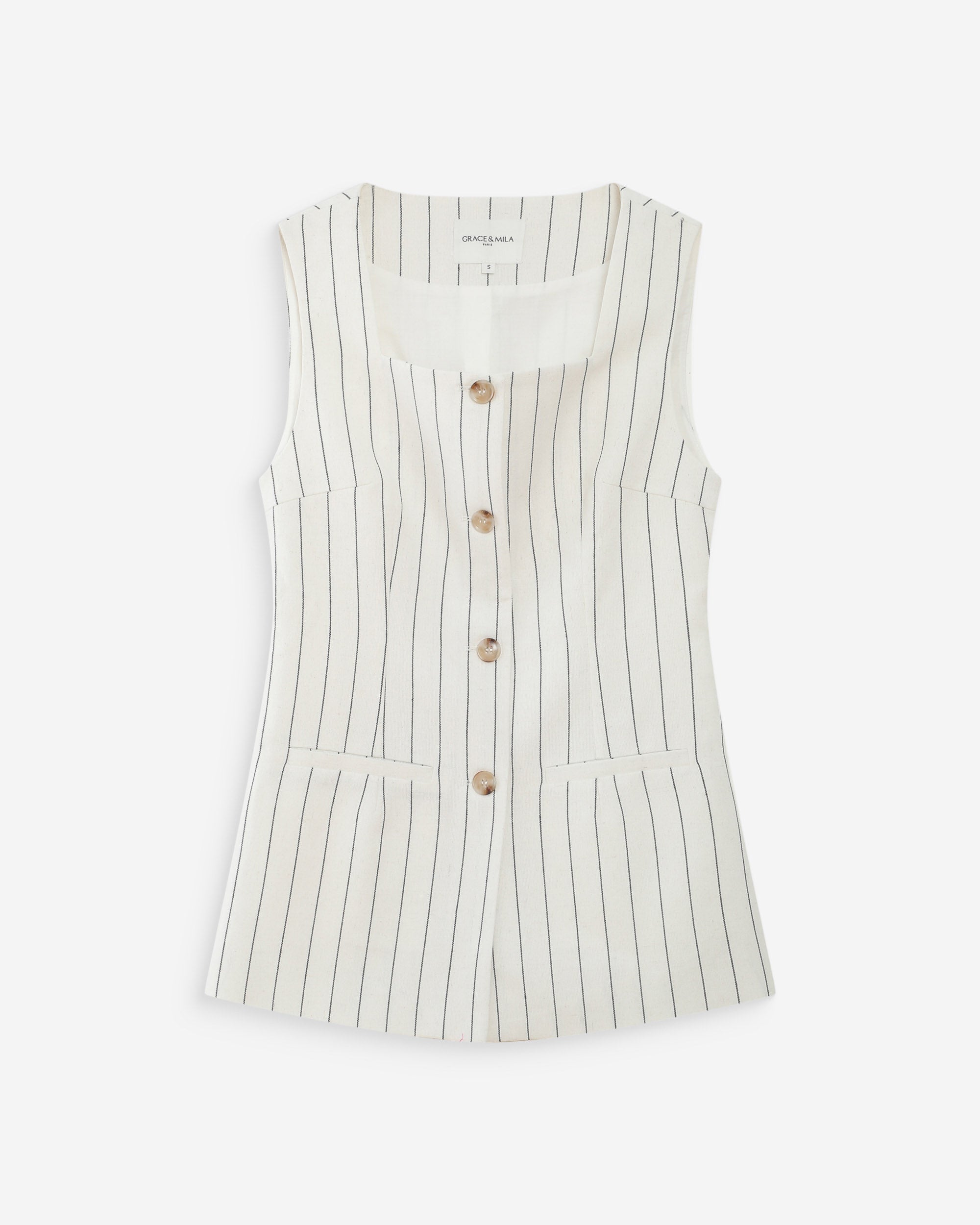 Gilet rayé en lin white Vic